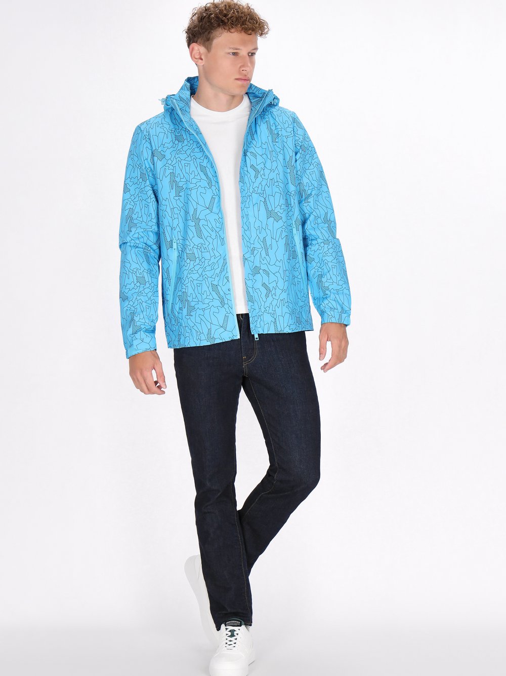 Mo Jacke Herren blau bedruckt, L