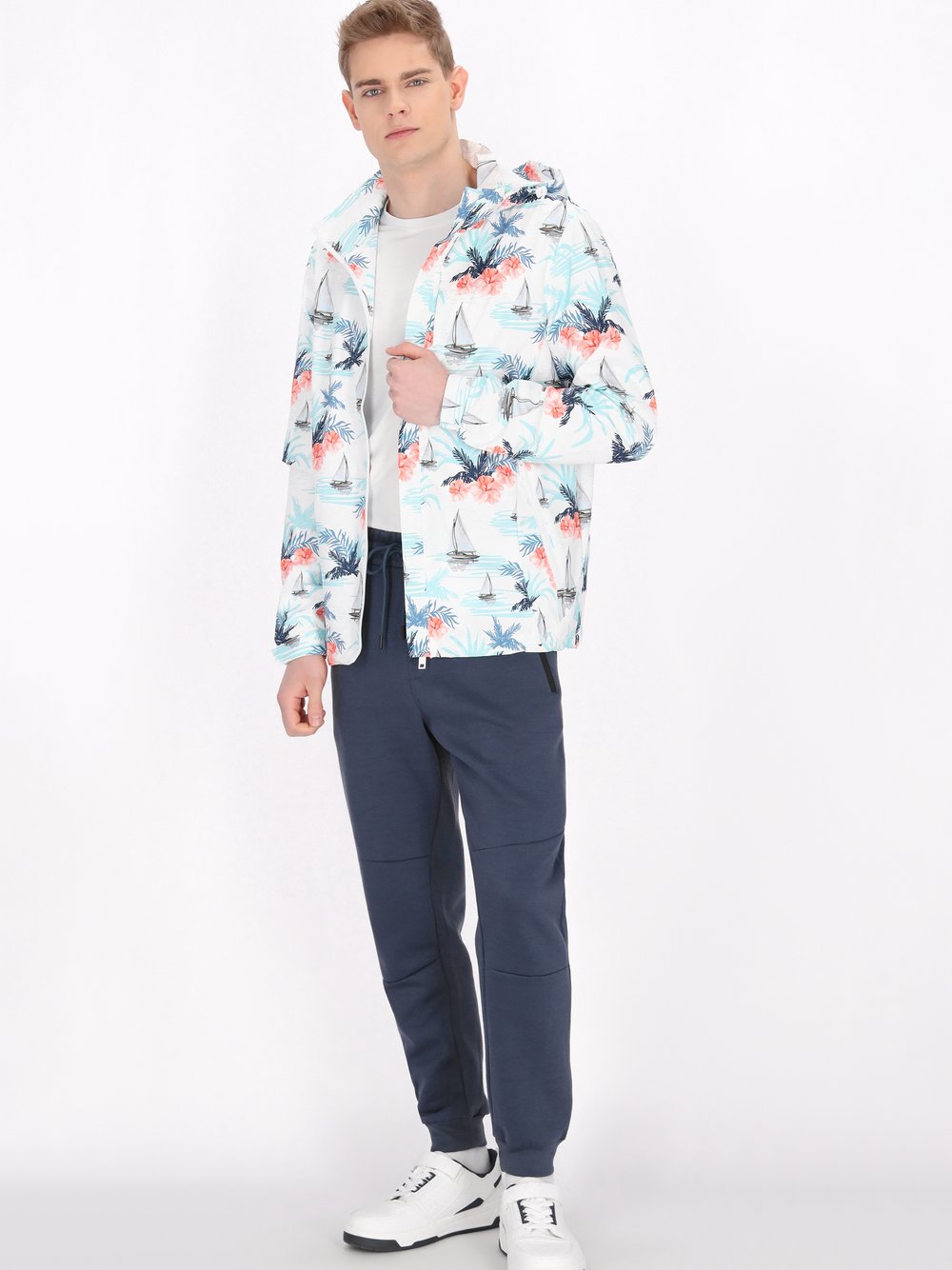 Mo Jacke Herren rosa bedruckt, XXL