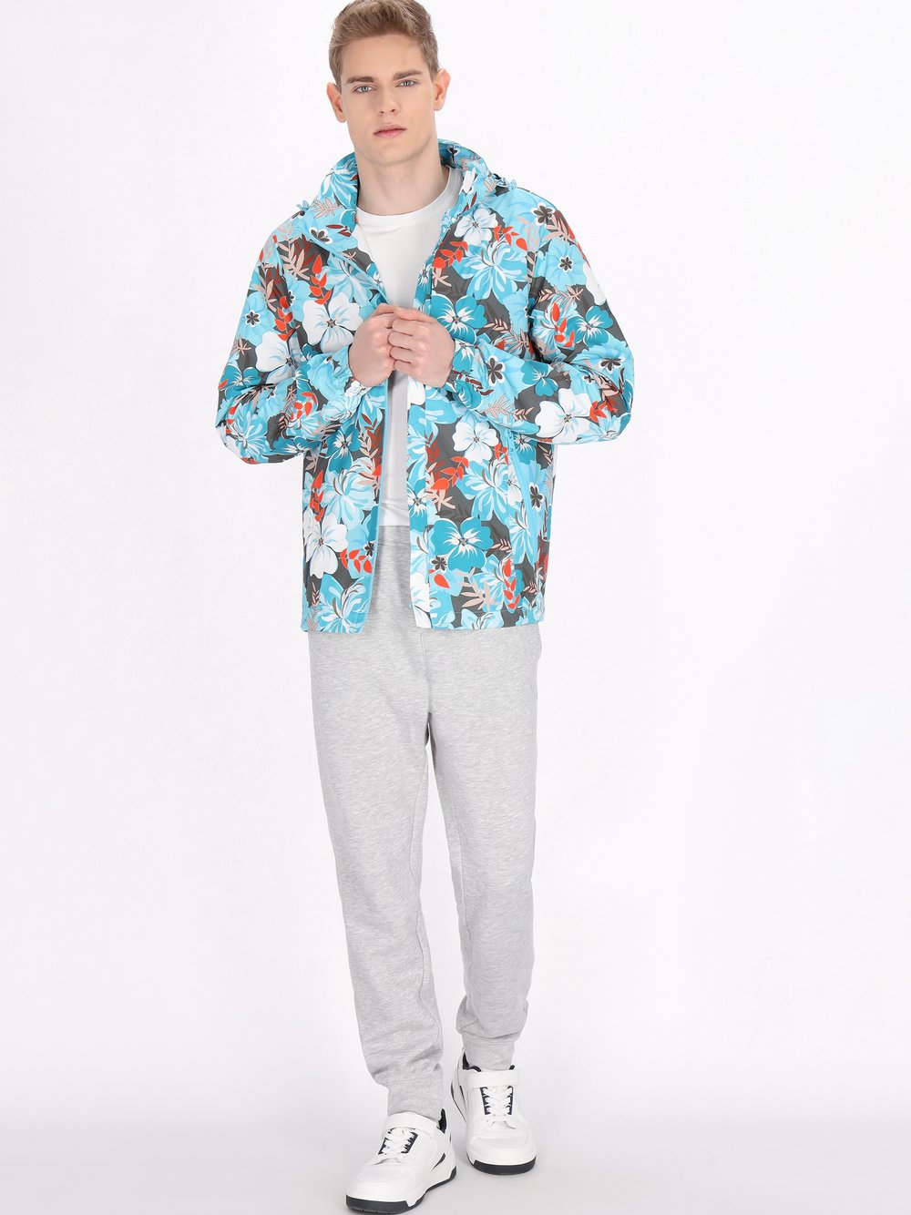 Mo Jacke Herren blau bedruckt, S