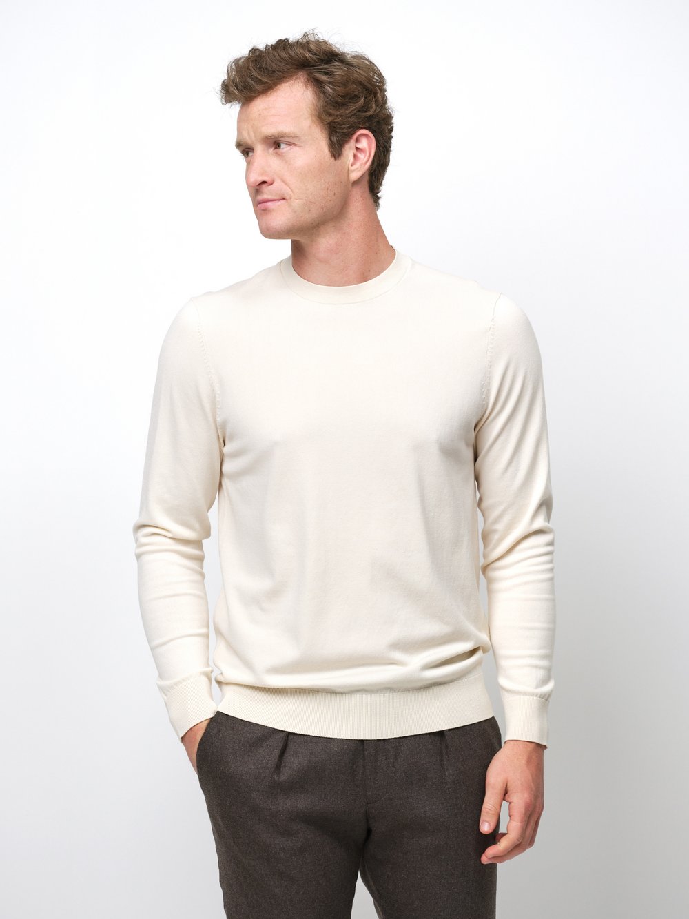 Profuomo Pullover Herren Lyocell weiß, L