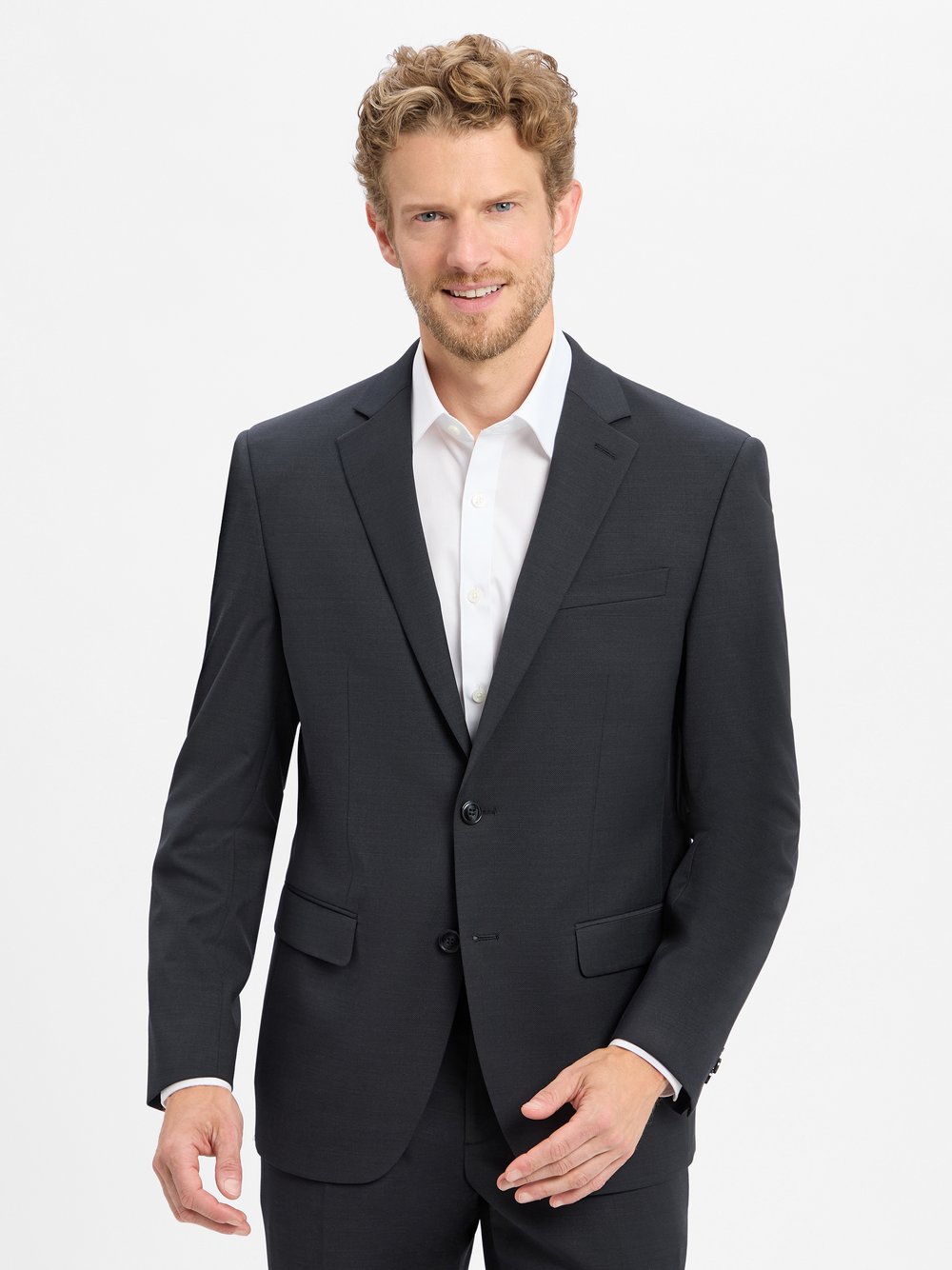 Daniel Hechter Baukasten-Sakko Herren Modern Fit Schurwolle grau strukturiert, 60