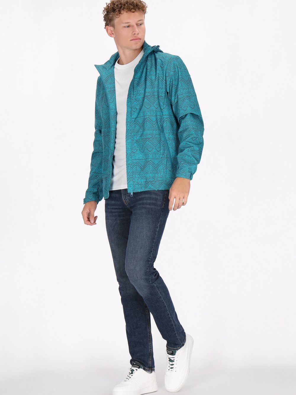 Mo Jacke Herren blau bedruckt, S