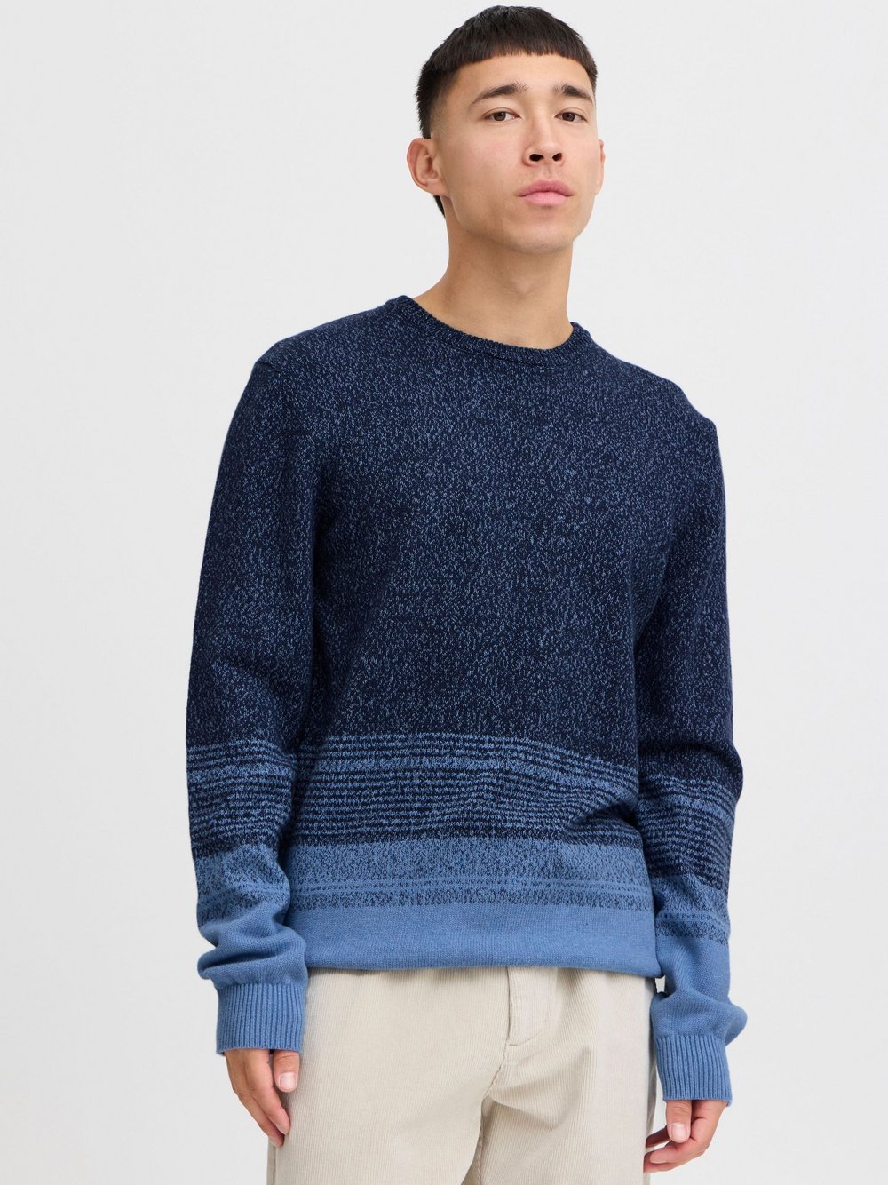 BLEND Strickpullover Herren Baumwolle blau meliert, XXXL