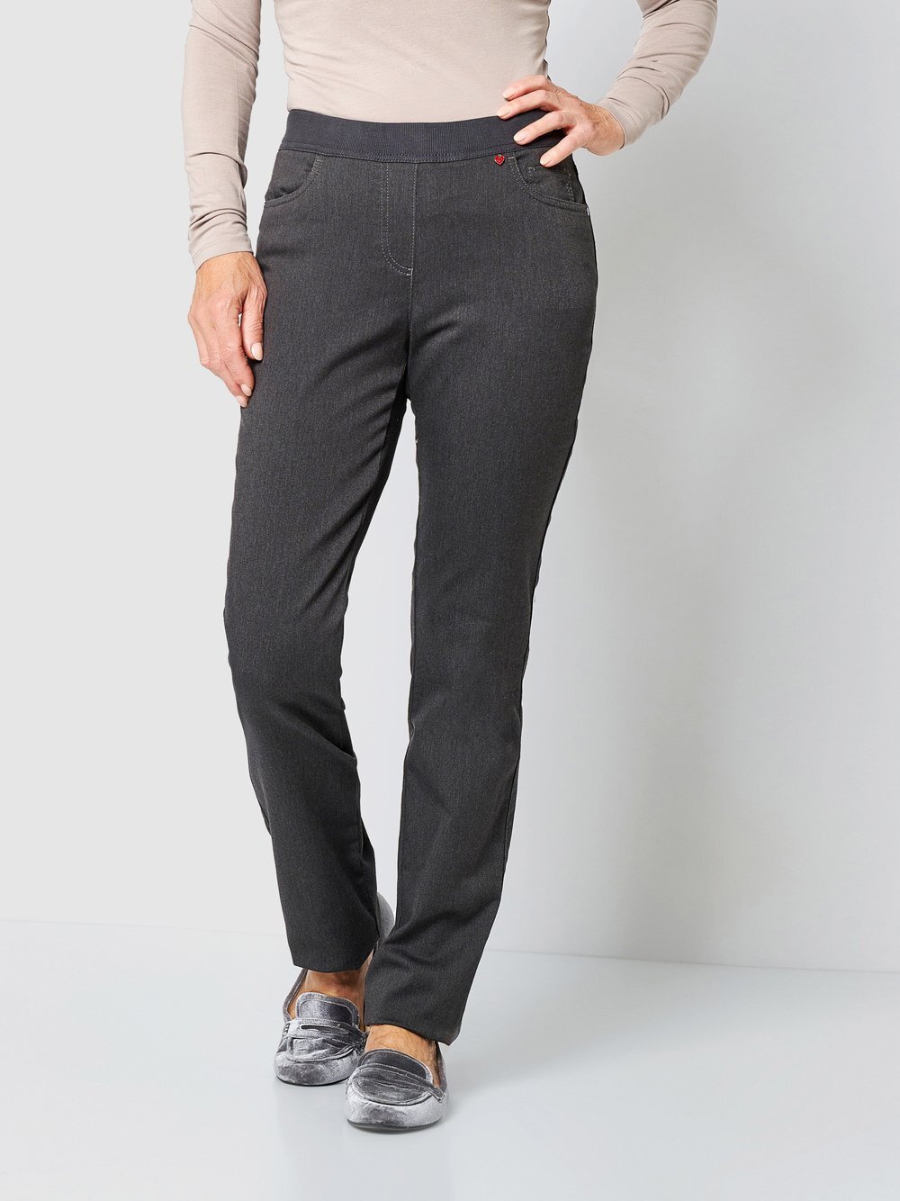 Relaxed Hose Damen Baumwolle grau meliert, 42