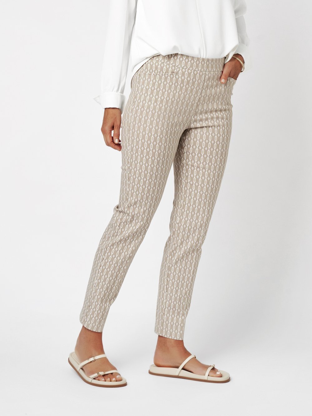 Relaxed Hose Damen Viskose weiß gemustert, 50