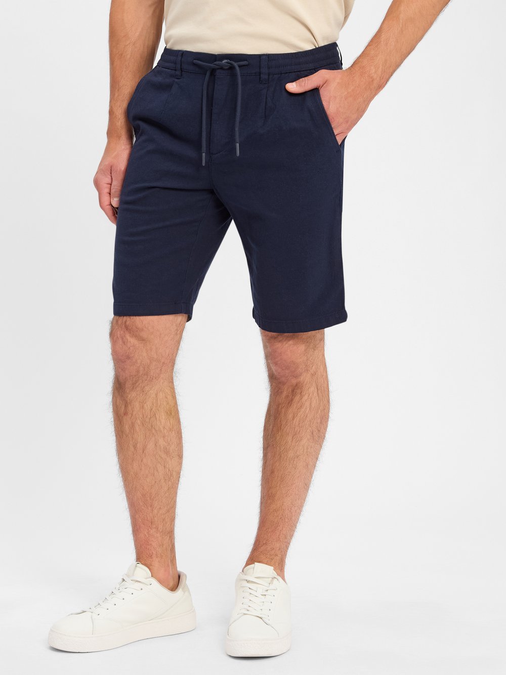 Finshley & Harding Shorts mit Leinenanteil Herren Baumwolle blau, XL