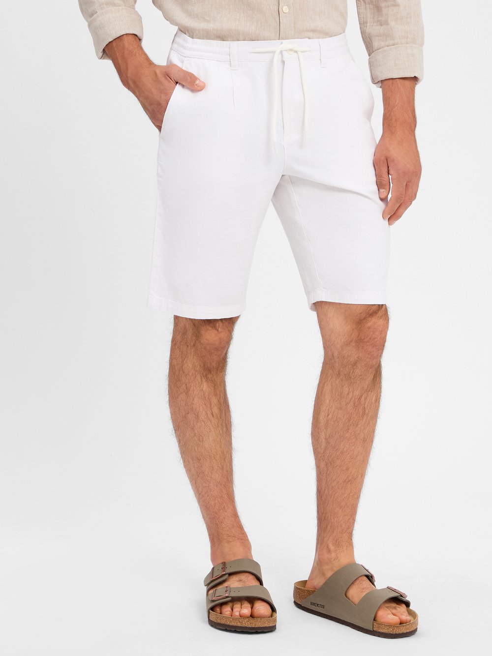 Finshley & Harding Shorts mit Leinenanteil Herren Baumwolle weiß, XXXL