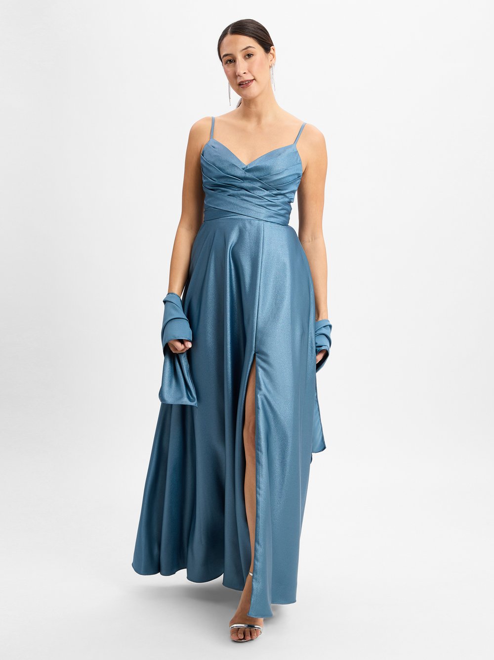 Unique Abendkleid mit Stola Damen blau, 40