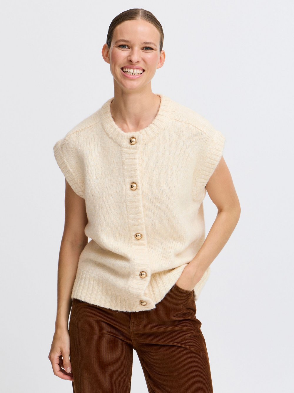 B.Young Strickweste Damen beige, XXL