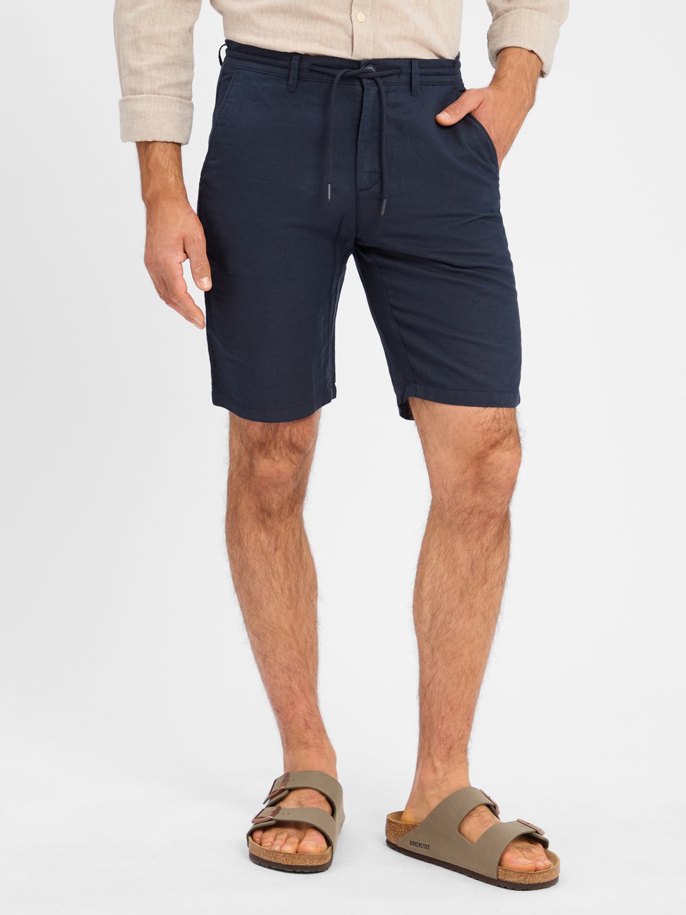 Nils Sundström Shorts mit Leinenanteil Herren Baumwolle blau, XL