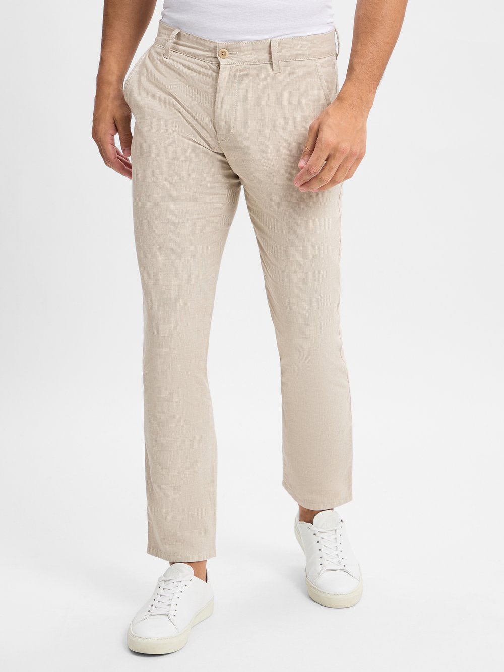 Thumbnail - Alberto Stoffhose mit Leinen-Anteil Herren Baumwolle beige kariert, 32-30