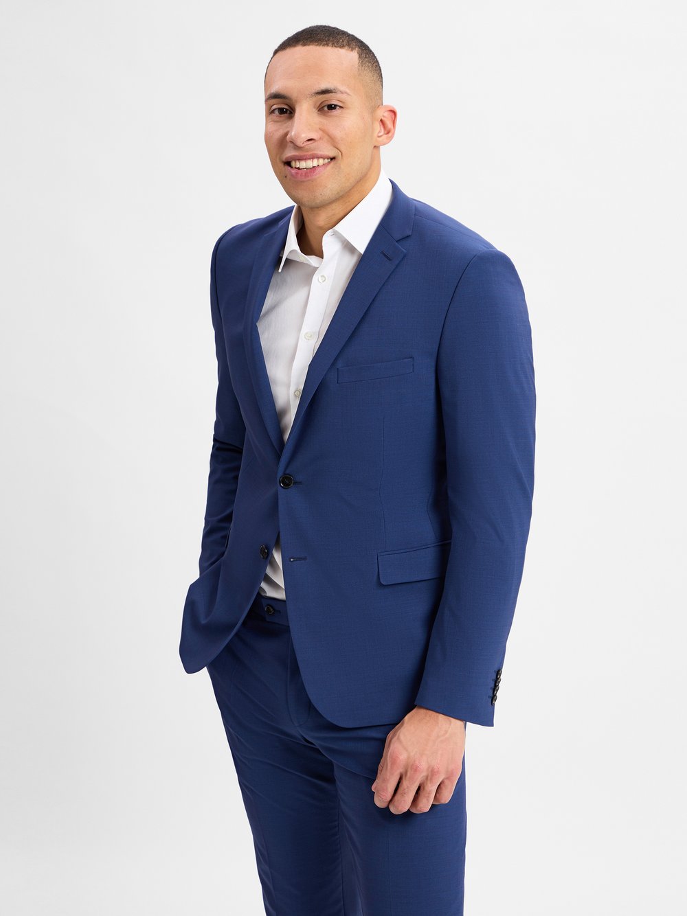 Finshley & Harding Baukasten-Sakko Herren Modern Fit blau, 56