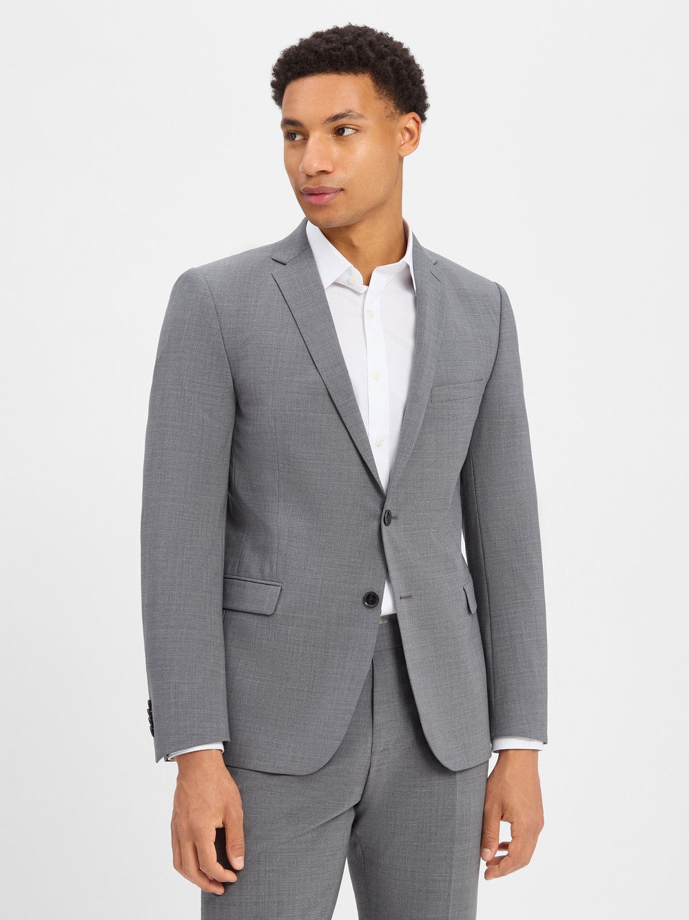 Finshley & Harding Baukasten-Sakko Herren Modern Fit grau meliert, 102
