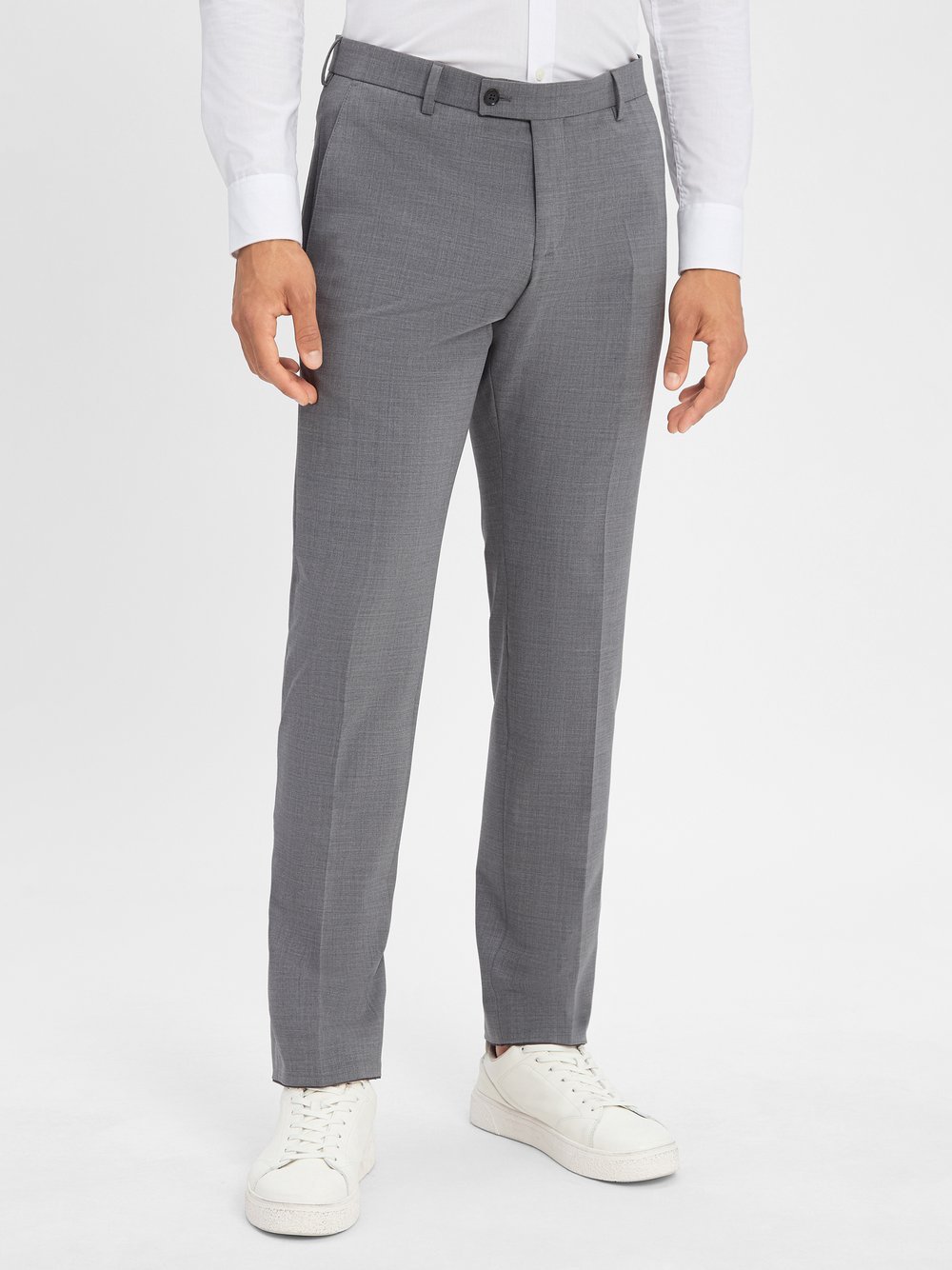 Finshley & Harding Baukasten-Hose Herren Modern Fit grau meliert, 58