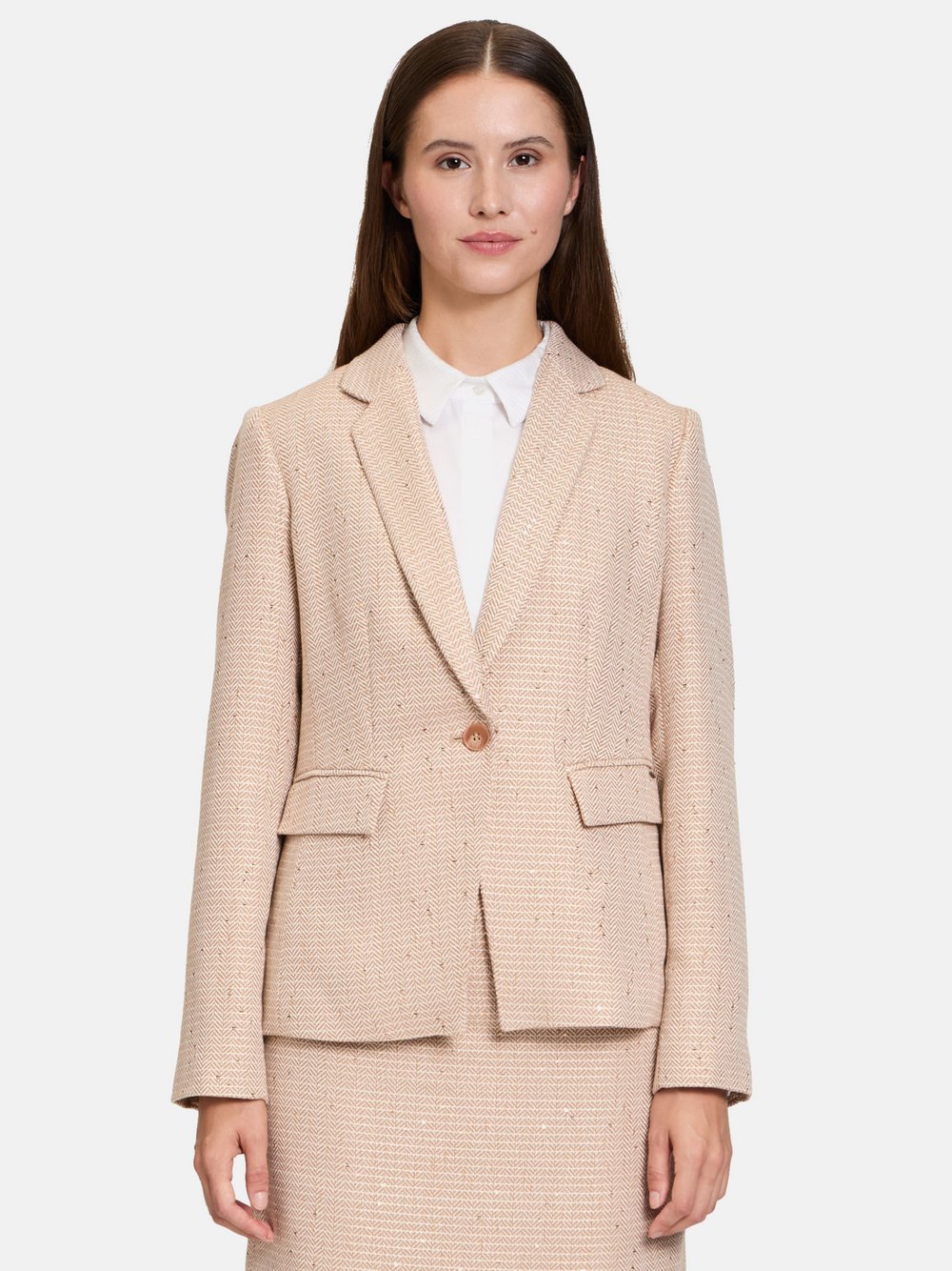 Betty & Co Kurzblazer Damen beige gemustert, 40