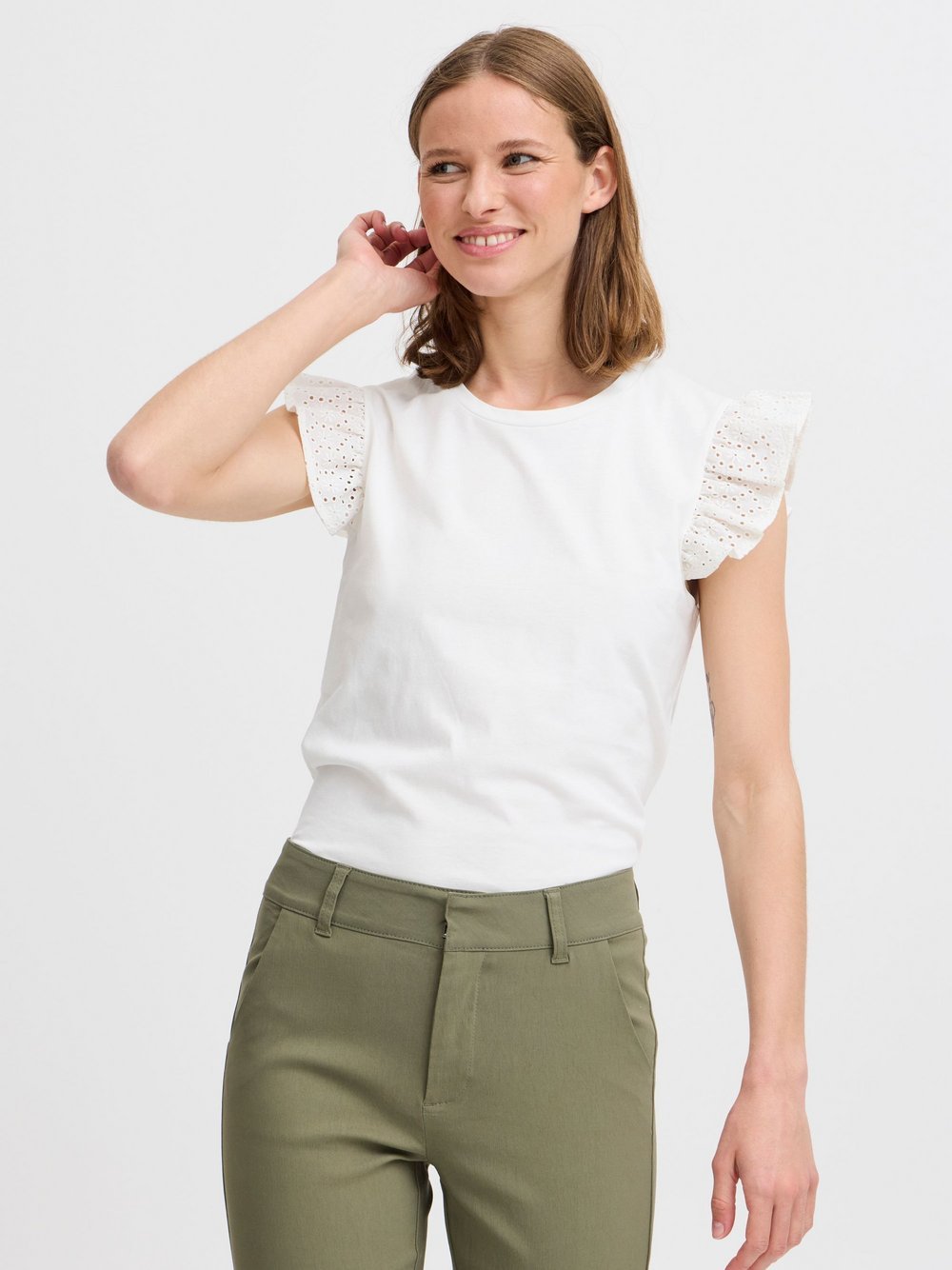 B.Young T-Shirt Damen Baumwolle weiß, M