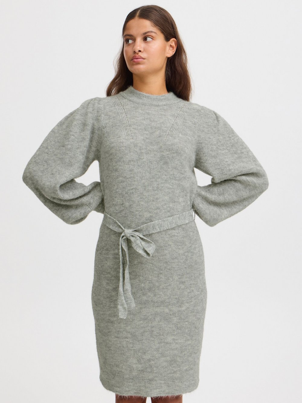 Ichi Strickkleid Damen grau, XXL