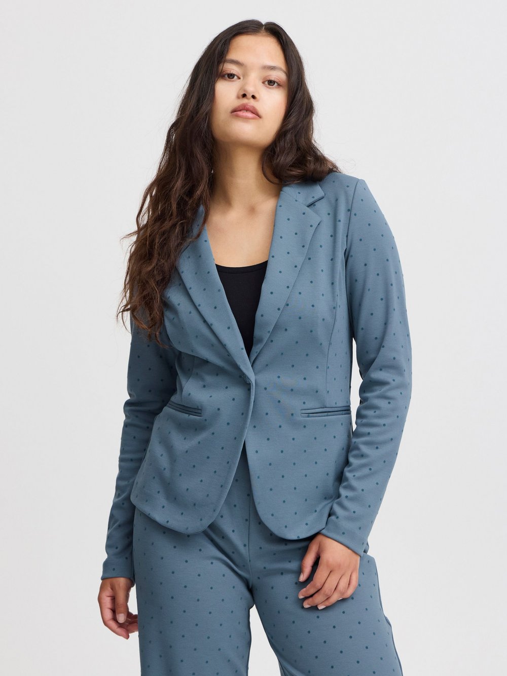 Ichi Kurzblazer Damen blau gemustert, XS