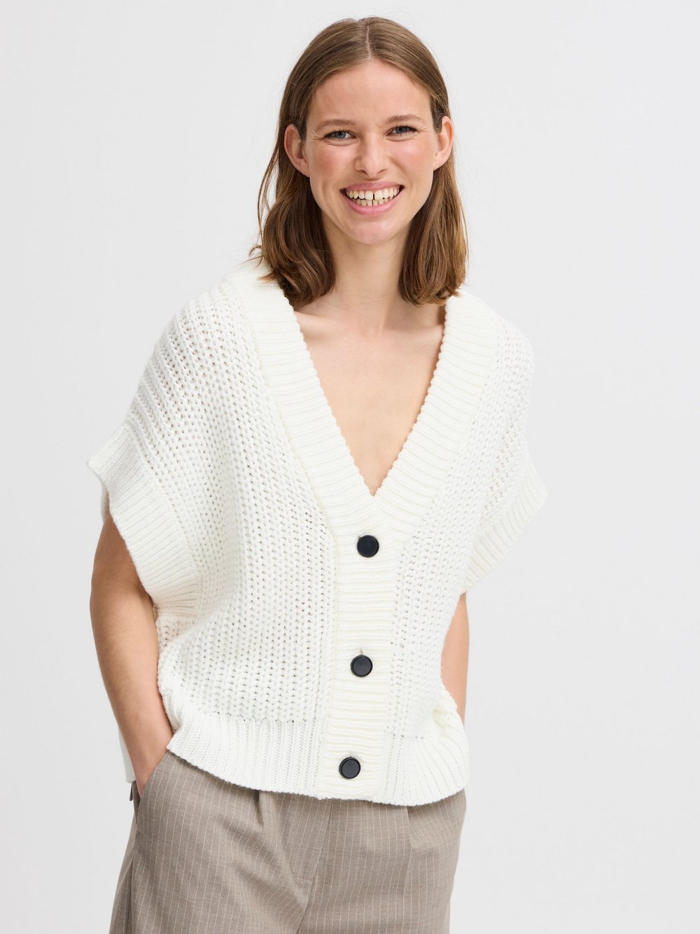 B.Young Strickweste Damen weiß, XS