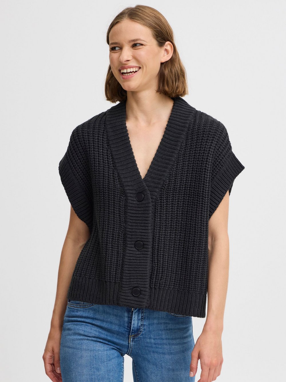 B.Young Strickweste Damen schwarz, XXL