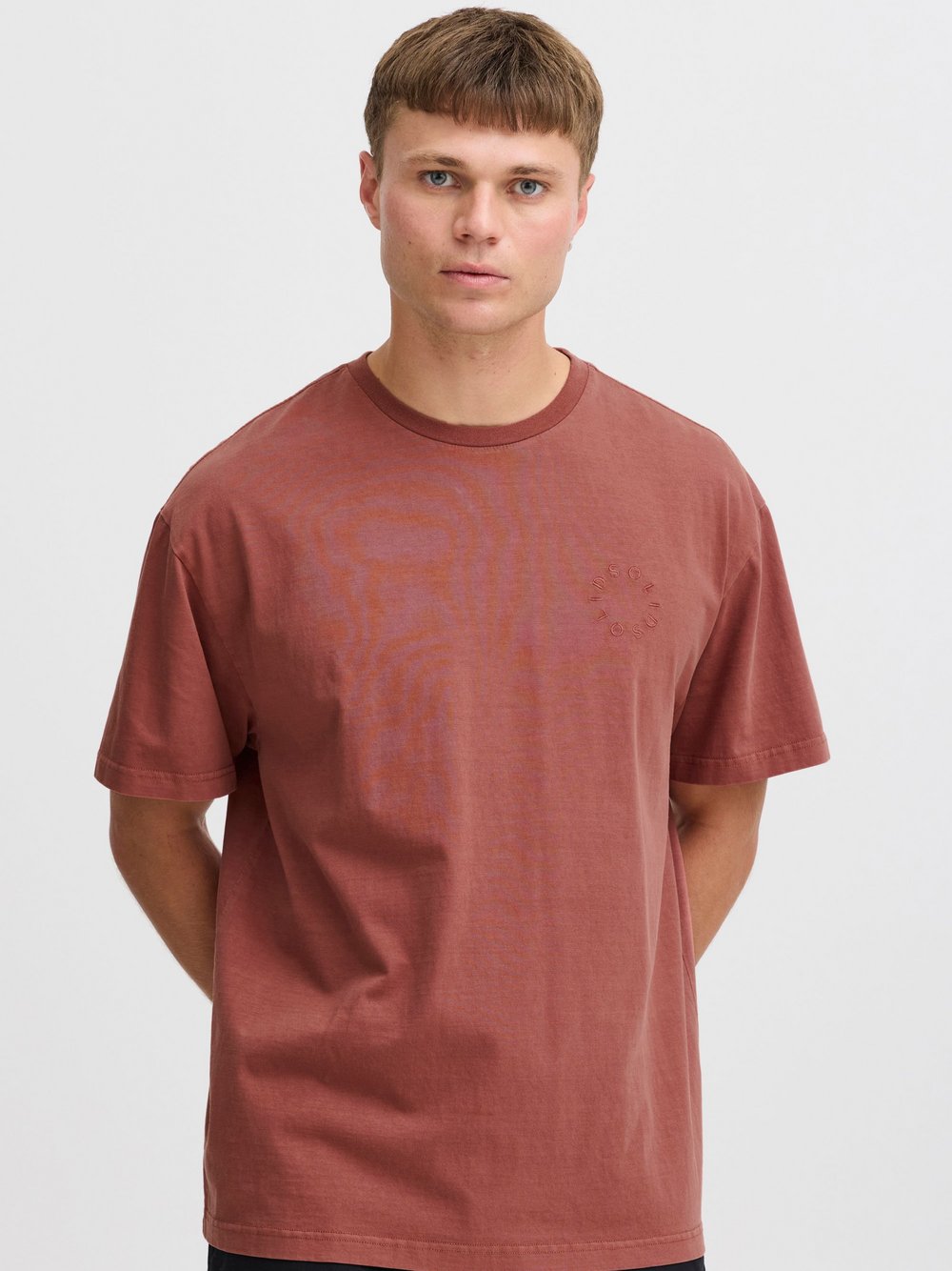 Solid T-Shirt Herren Baumwolle rot, S