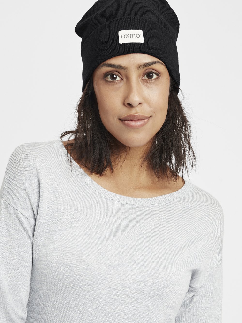 OXMO Beanie Damen Baumwolle schwarz, ONE SIZE