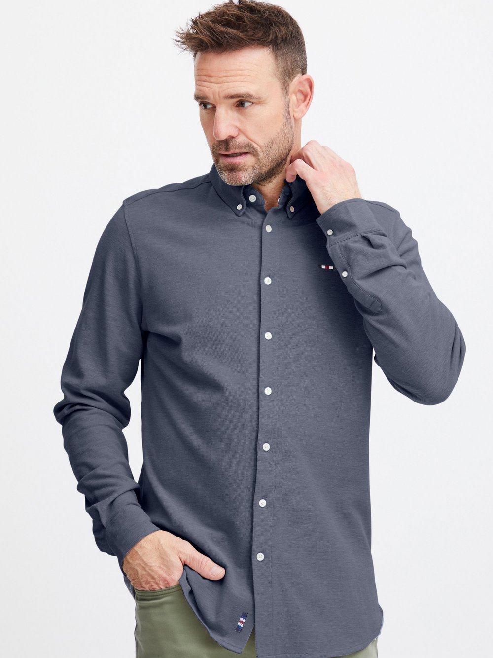 FQ1924 Hemd Herren Regular Fit Baumwolle blau, XXXL