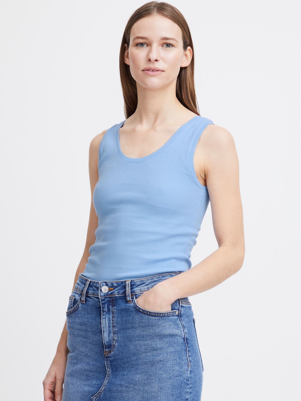 B.Young Top Damen Baumwolle blau, S