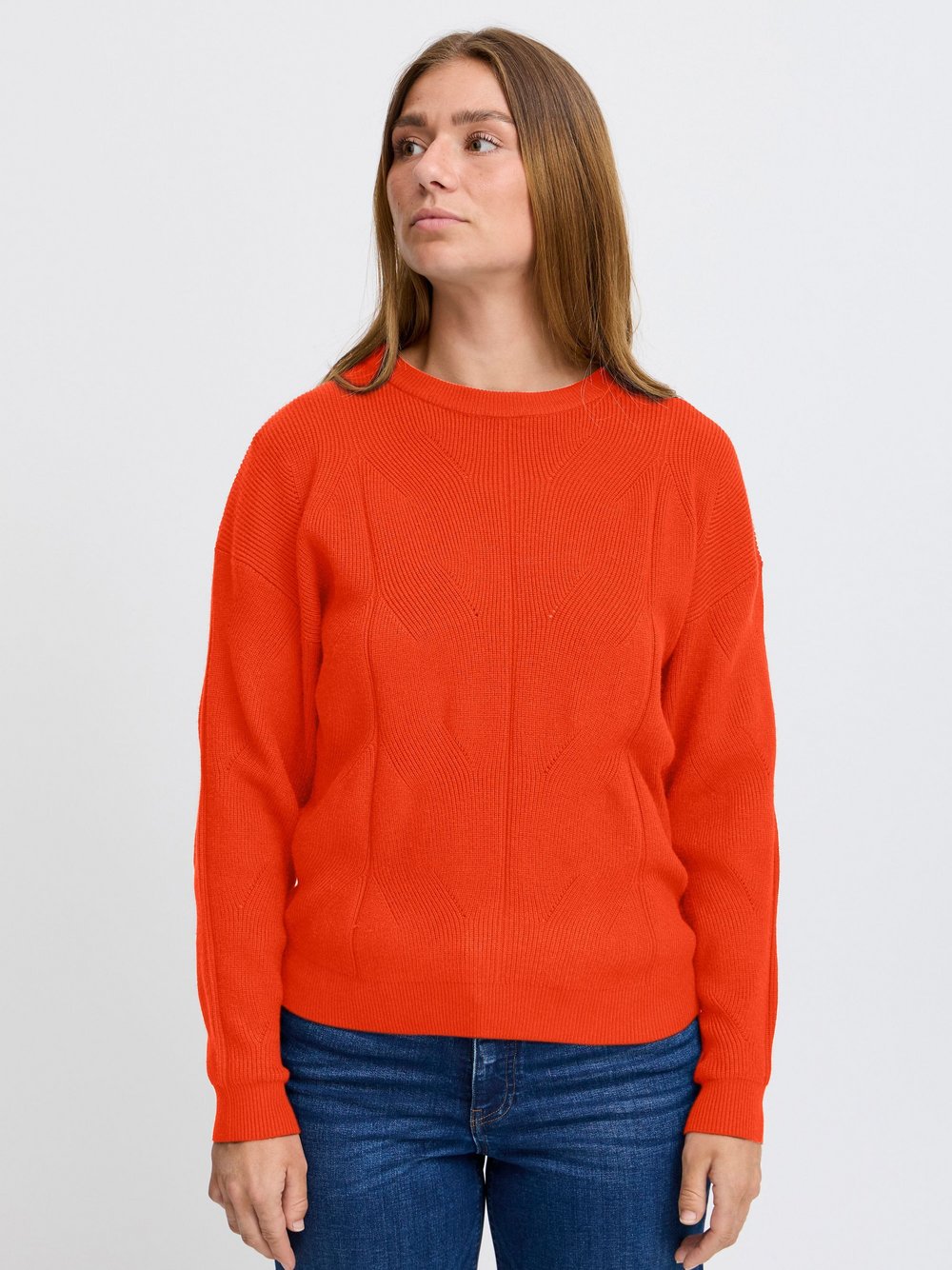 Ichi Strickpullover Damen rot gemustert, L