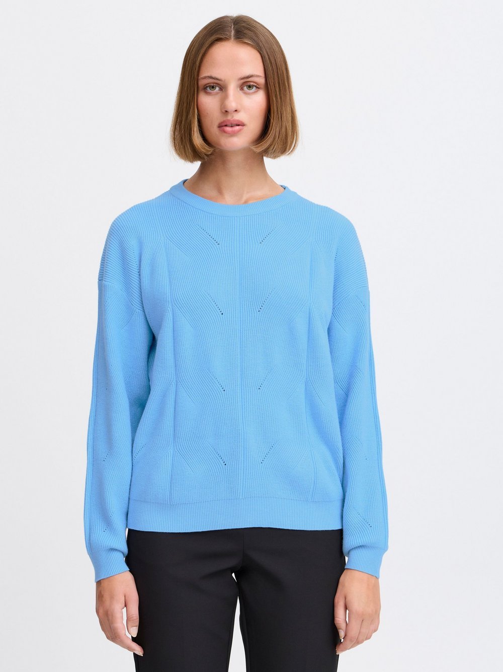 Ichi Strickpullover Damen blau gemustert, XXL