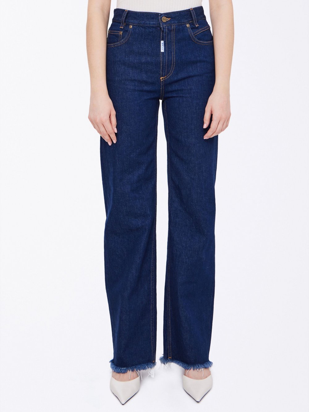 Ball Bequeme Jeans Damen Baumwolle blau gemustert, 32-34