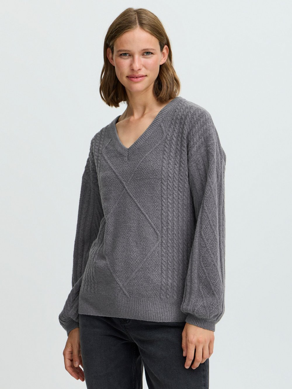 B.Young Strickpullover Damen grau meliert, XXL