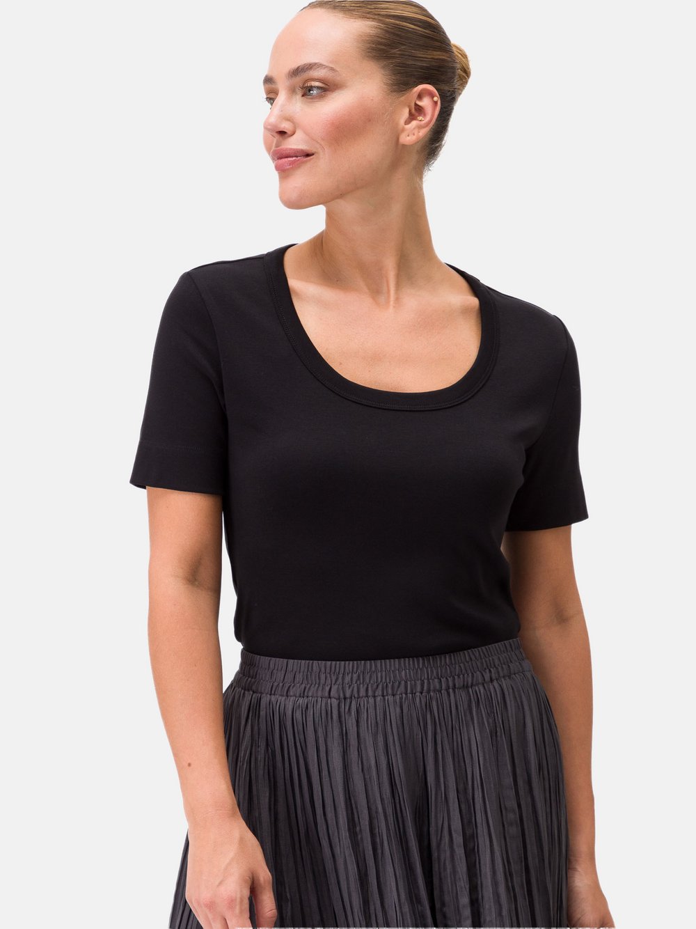 zero Baumwollshirt Damen Baumwolle schwarz, 42