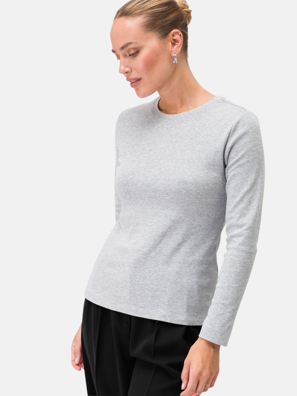 zero Langarmshirt Damen Baumwolle weiß, 44