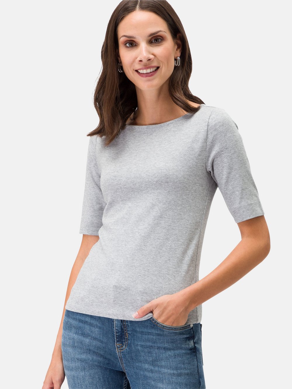 zero Baumwollshirt Damen Baumwolle grau, 38