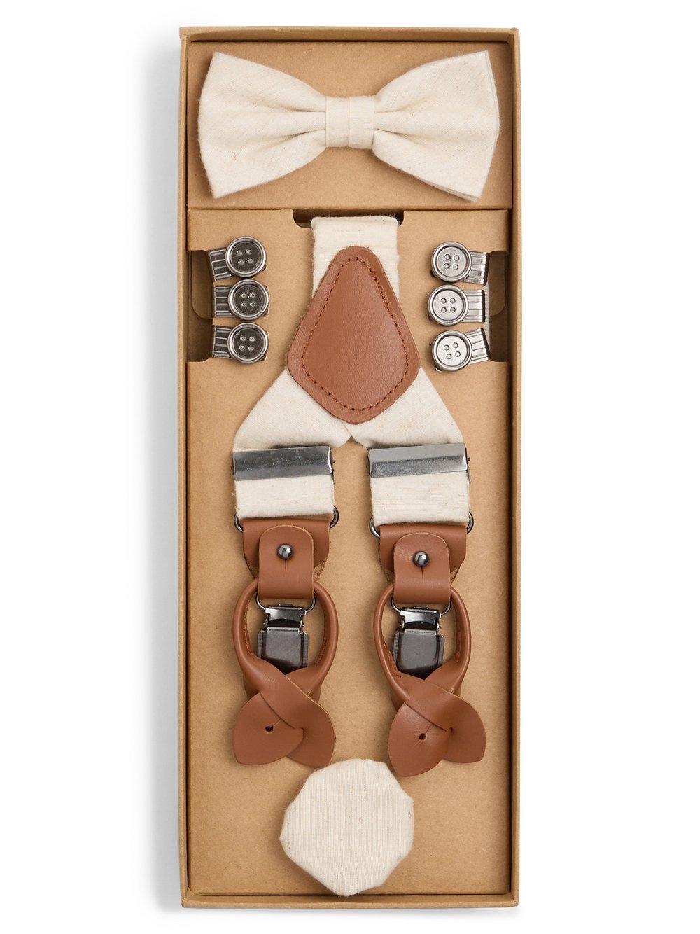 Finshley & Harding London Accessoire-Set mit Leinen-Anteil Herren Viskose beige meliert, ONE SIZE