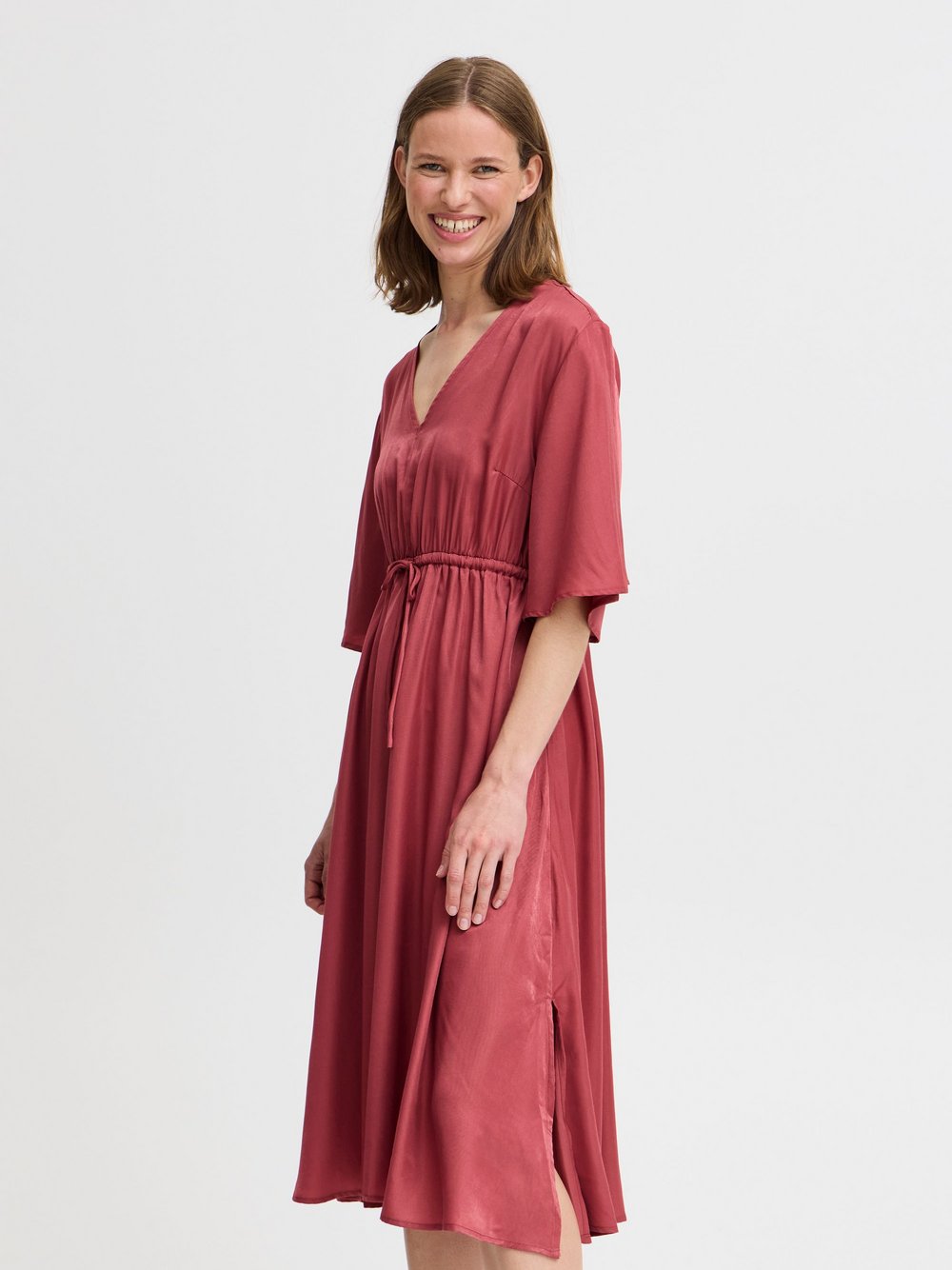 B.Young A-Linien-Kleid Damen Viskose rot, 36