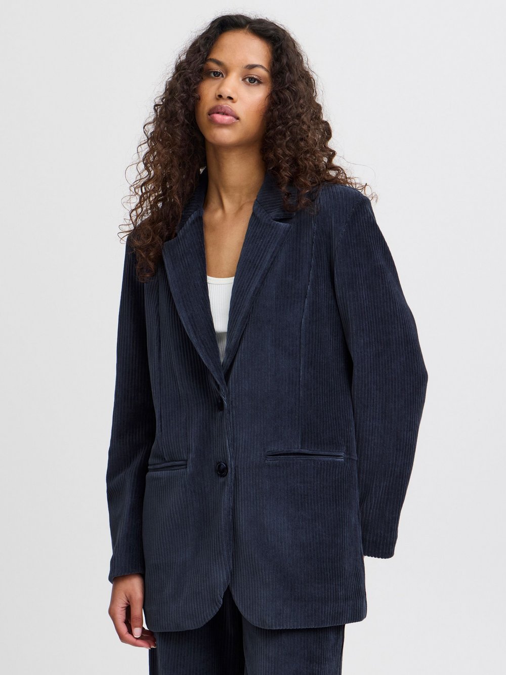 Ichi Blazer Damen Baumwolle blau, L