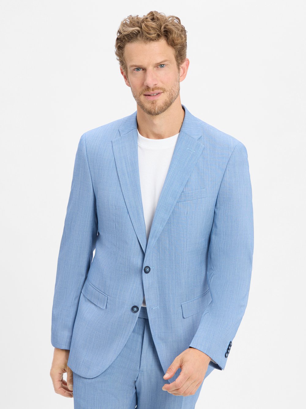 Pierre Cardin Baukasten-Sakko Herren Regular Fit Schurwolle blau meliert, 54
