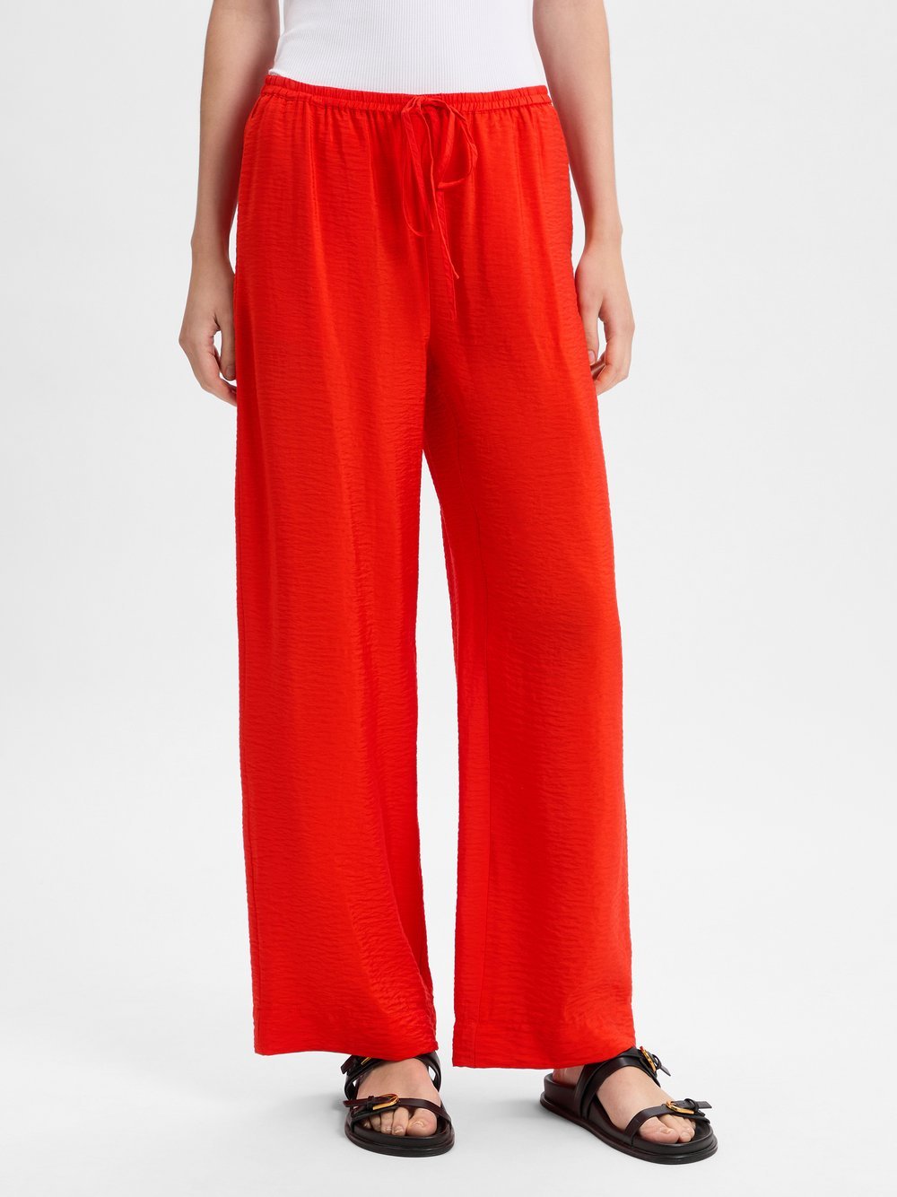 Msch Copenhagen Sommerhose Damen Viskose rot strukturiert, M