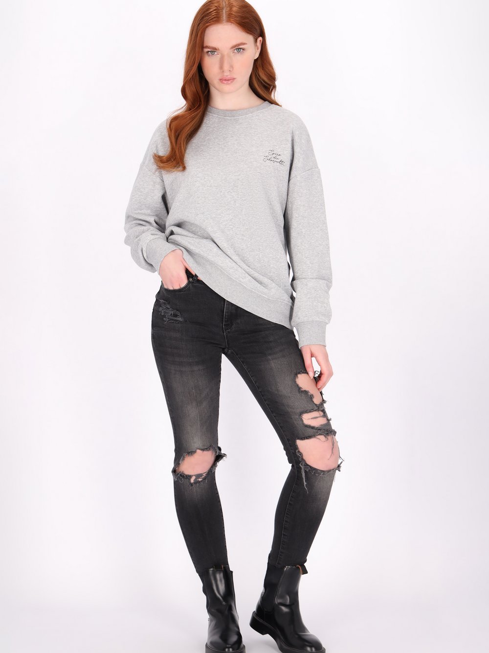 Dreimaster Sweatshirt Damen Baumwolle grau, M