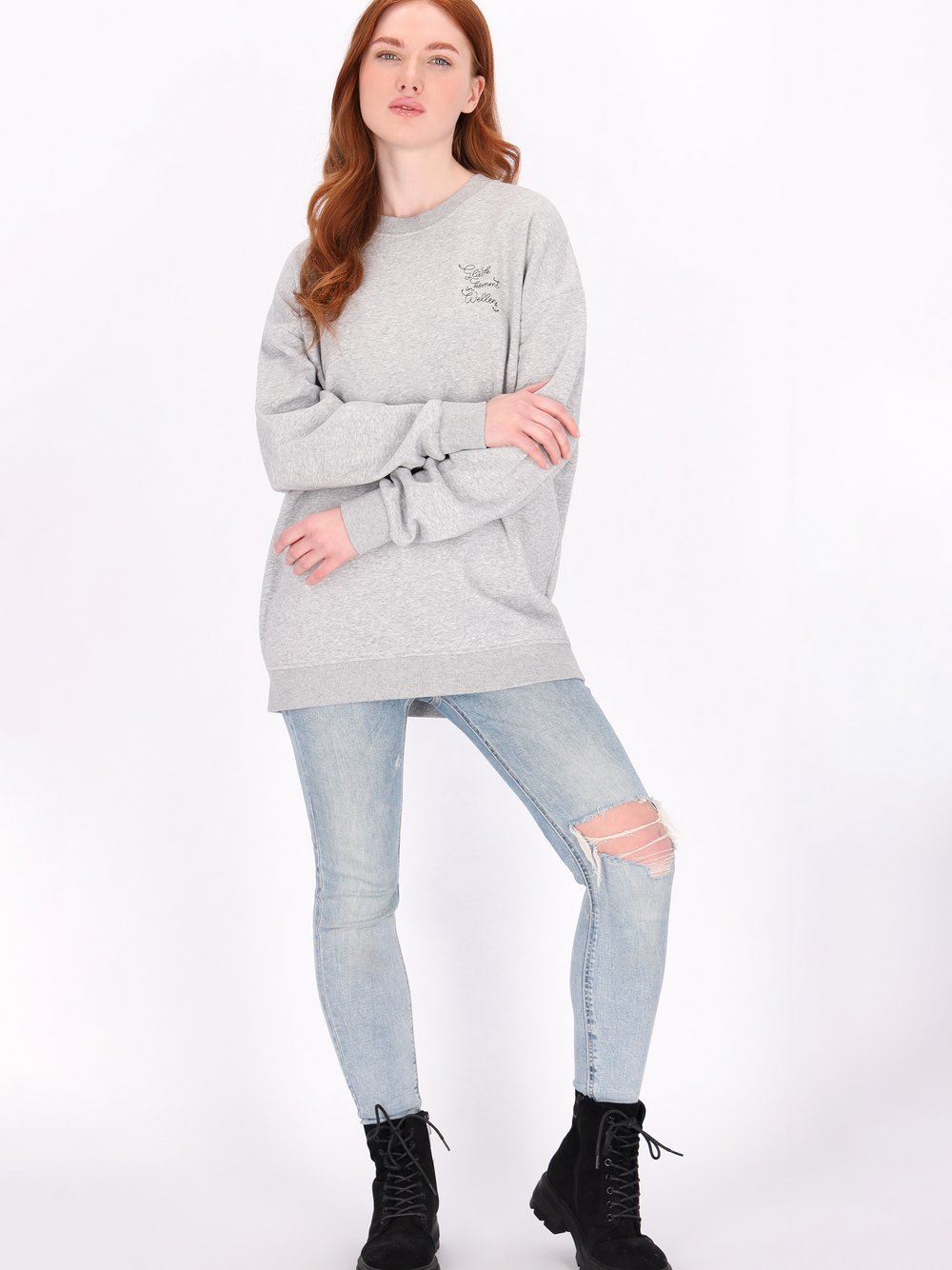 Dreimaster Sweatshirt Damen Baumwolle grau, L