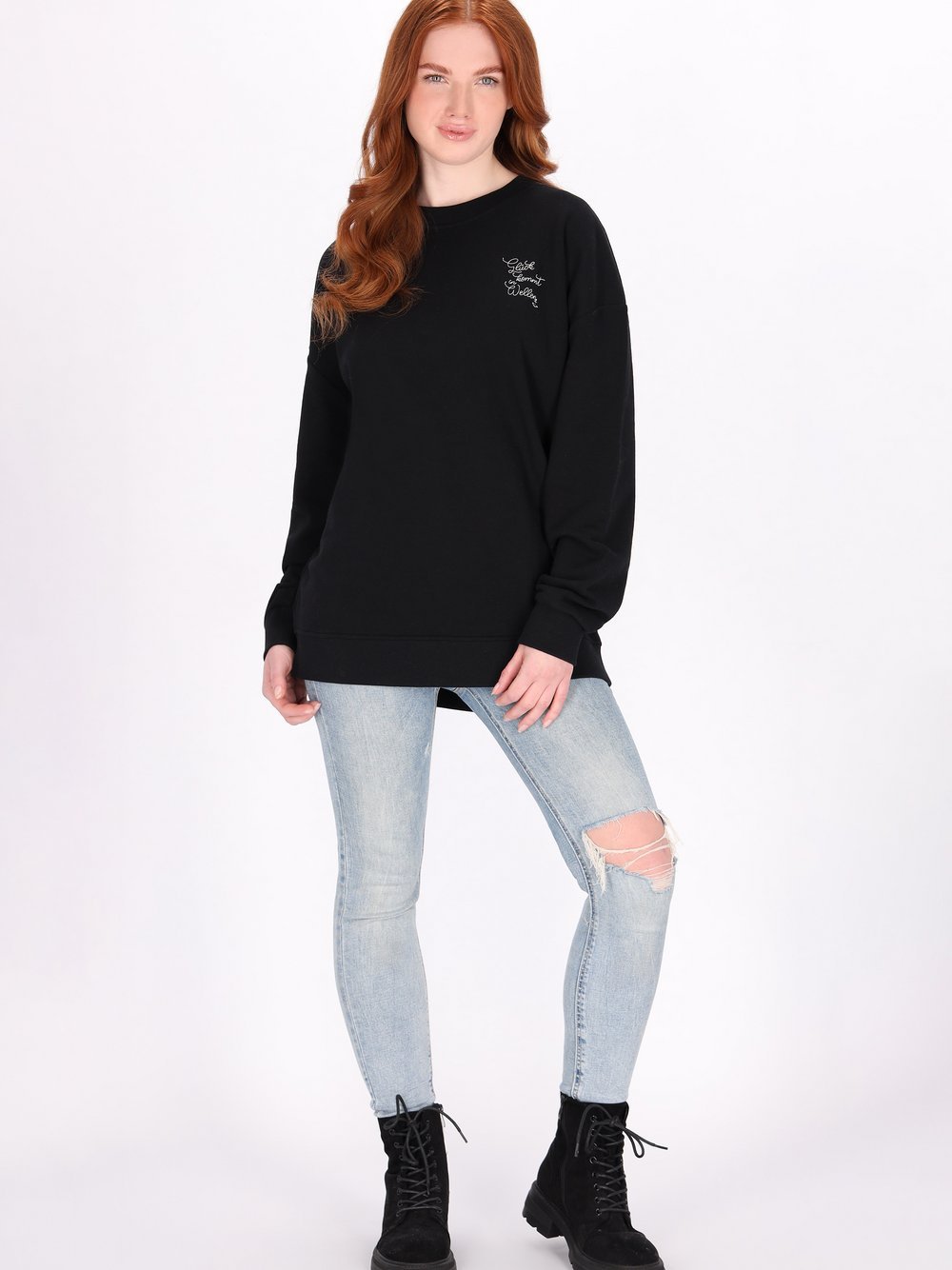 Dreimaster Sweatshirt Damen Baumwolle schwarz, M