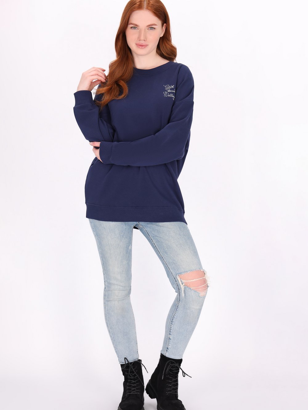 Dreimaster Sweatshirt Damen Baumwolle blau, S