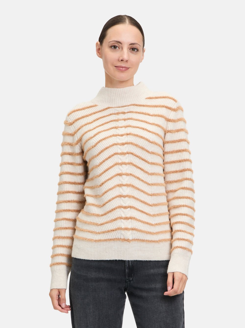 Betty & Co Strickpullover Damen weiß gestreift, 42