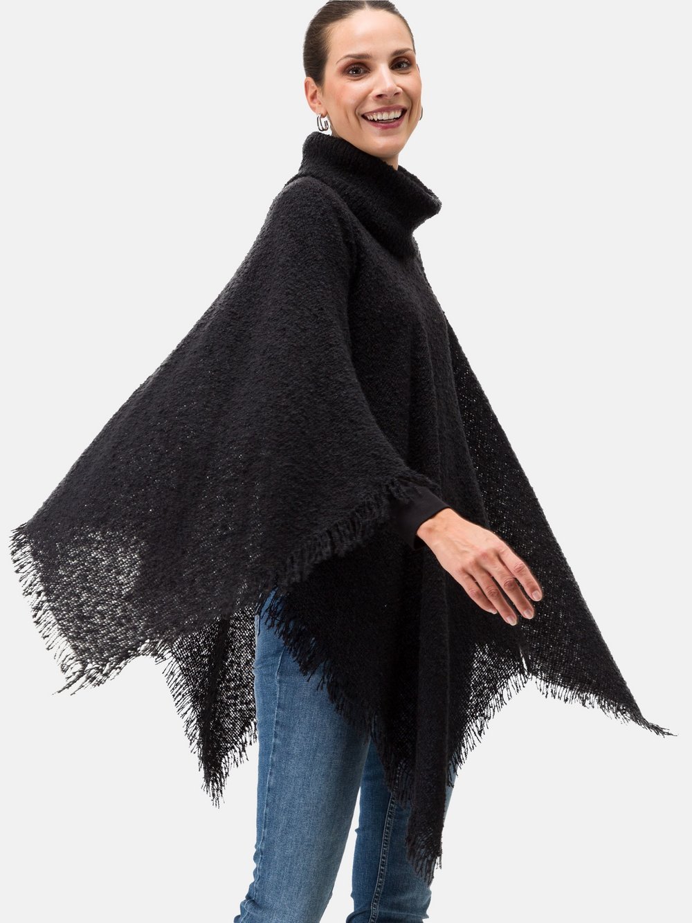 zero Poncho Damen schwarz, ONE SIZE