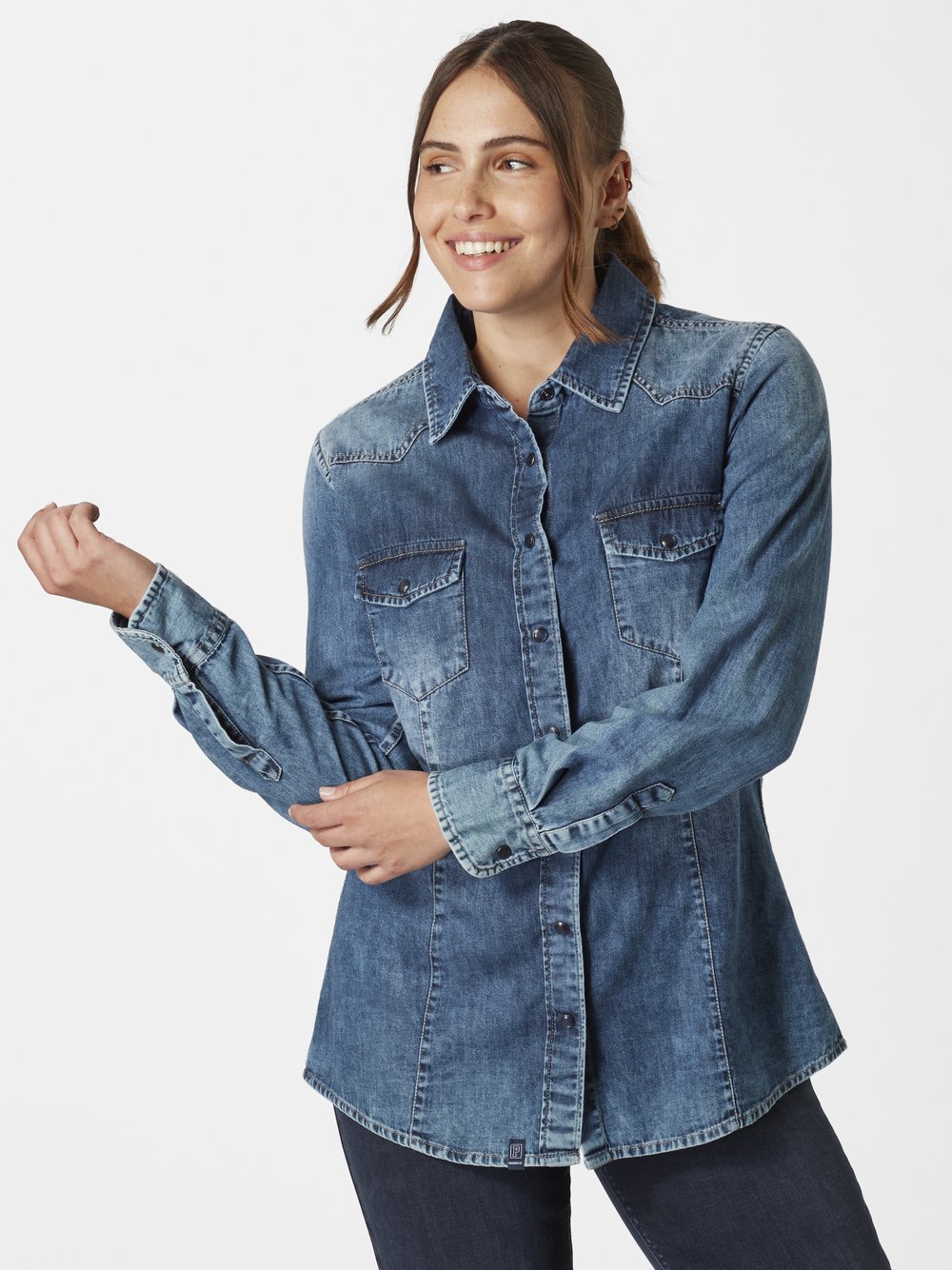 Paddock`s Jeanshemd Damen Baumwolle blau, XXL