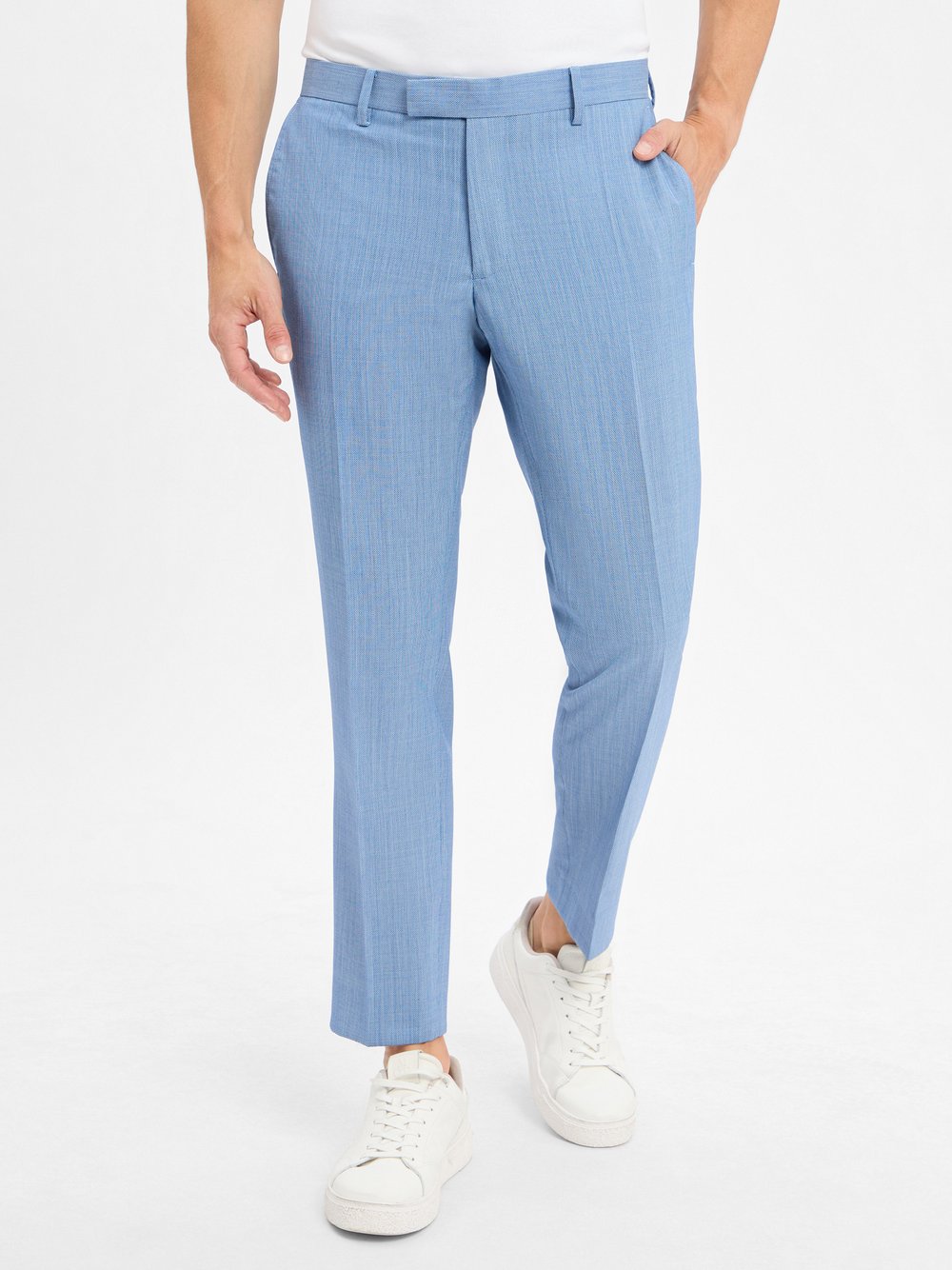 Pierre Cardin Baukasten-Anzughose Herren Regular Fit Schurwolle blau meliert, 25