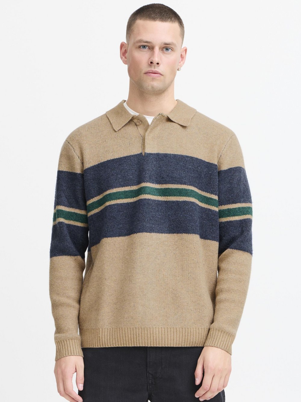 BLEND Strickpullover Herren braun gestreift, XXXL