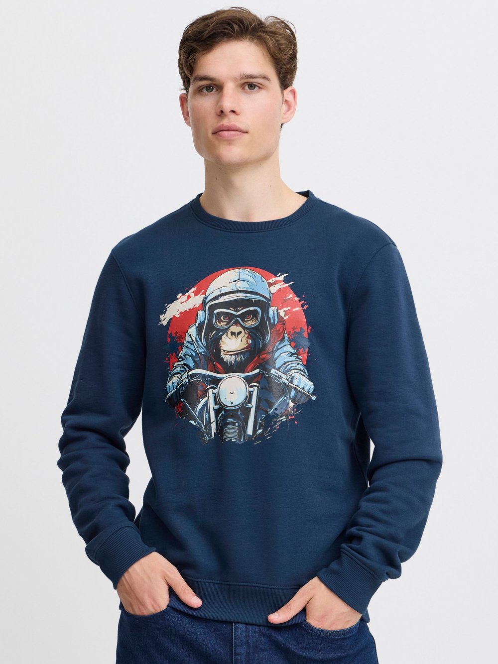 BLEND Sweatshirt Herren Baumwolle blau bedruckt, M